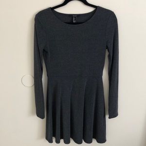 NWT Gray Long Sleeved Knit Skater Dress